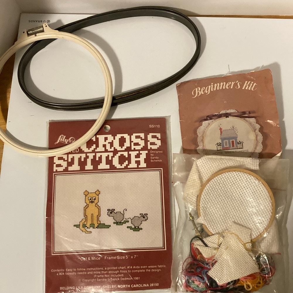 3/$15 Vintage Cross Stitch and Embroidery hoops